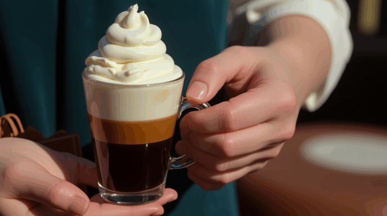 Finished Viennese coffee topped with whipped cream