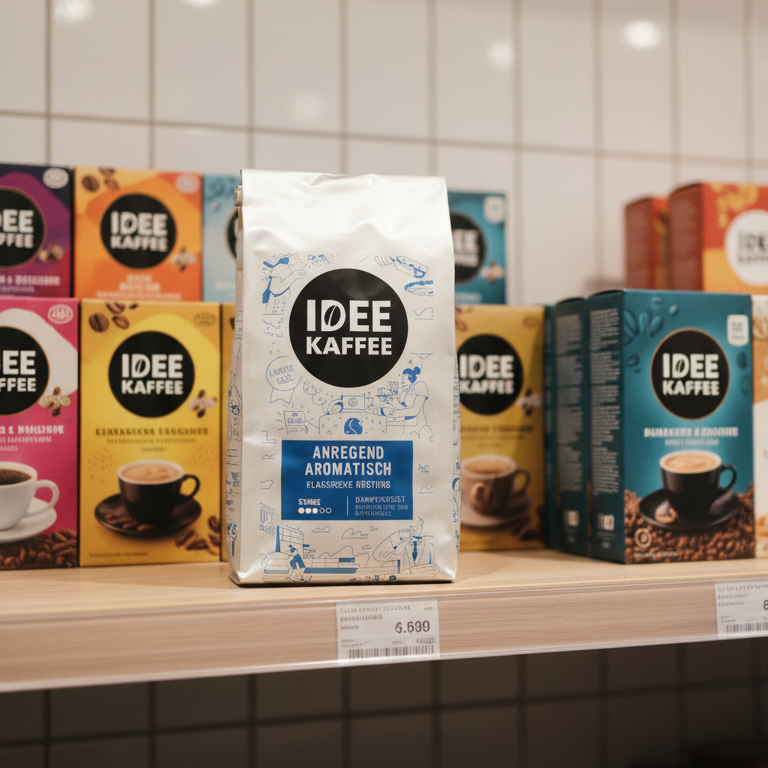 Coffee Packaging On Store Shelf.