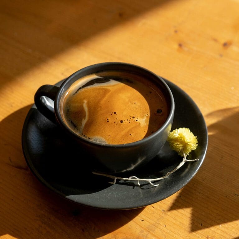 Finished Americano with crema in a cup