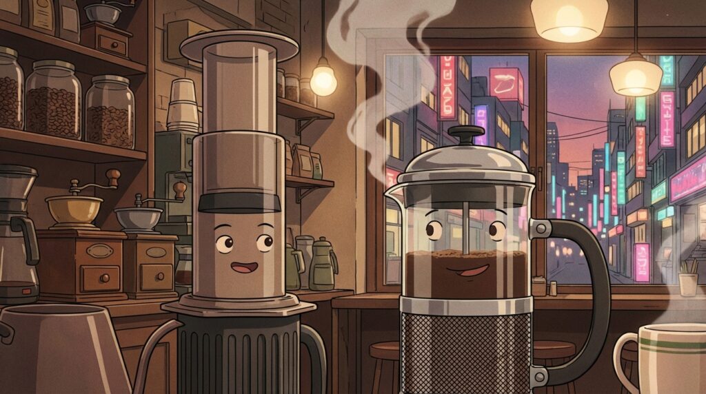 A Featured Blog Image For A Blog Post About Aeropress Vs French Press The 182 Difference 1980S 199 Zpl6Oze5Sqxa25Gl07L5 1 1